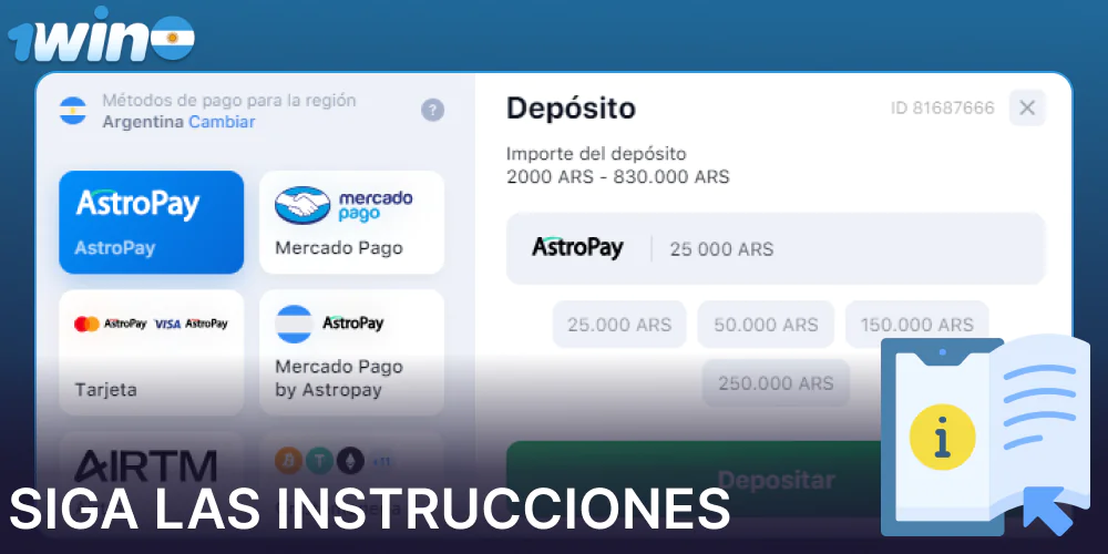 Siga las instrucciones en 1win